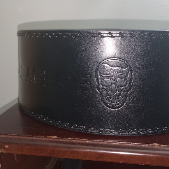 Gymreapers Weightlifting Belt - 7MM Leather Back Support - Black Size XL - Picture 2 of 8